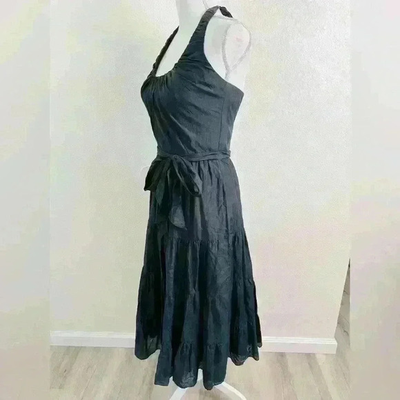 WHBM Fit and Flare Halter Midi Tiered Silk Blend Dress Size 2 - Picture 2 of 10